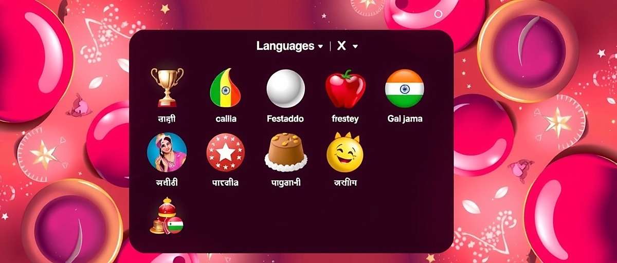 Gulab Jamun Galaxy language selection screen showing 11 Indian language options