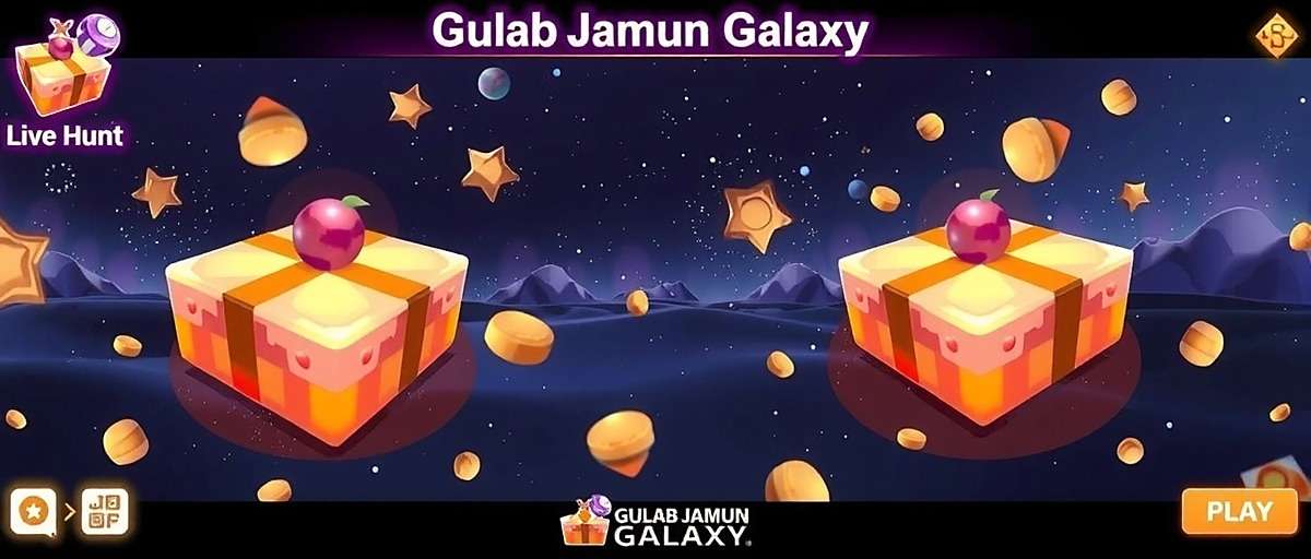 Gulab Jamun Galaxy future update concept art showing AR sweet hunt feature